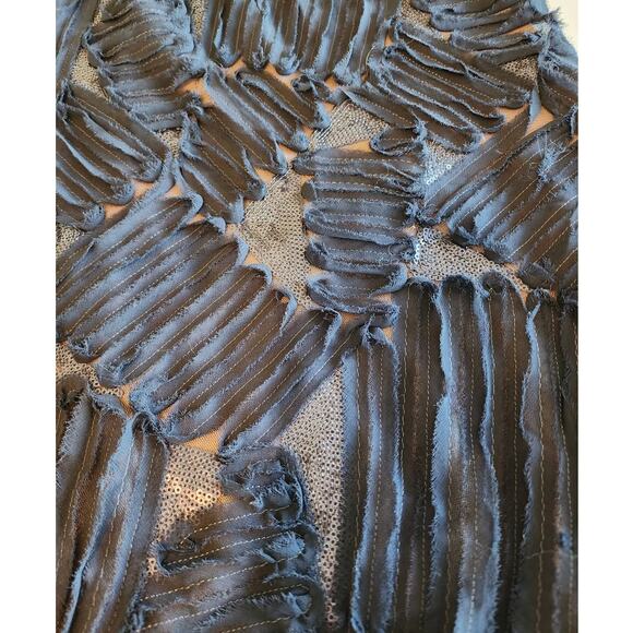 Tadashi Shoji Gown V Neck Cap Sleeve Maxi Formal Navy Blue Size 6 - Picture 9 of 10